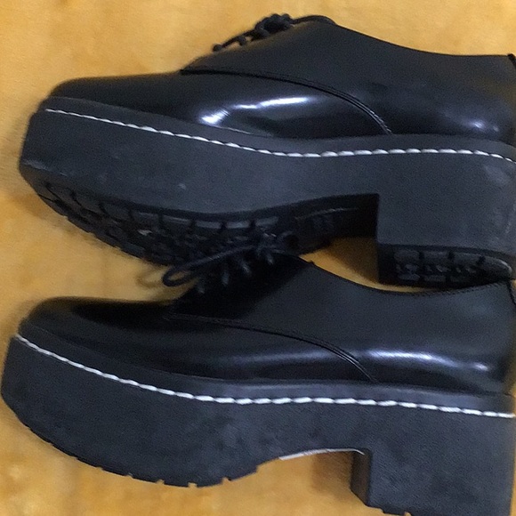 ๐ OPENING CEREMONY Leather Lace Up Oxford Platform Shoes Black - Picture 4 of 9